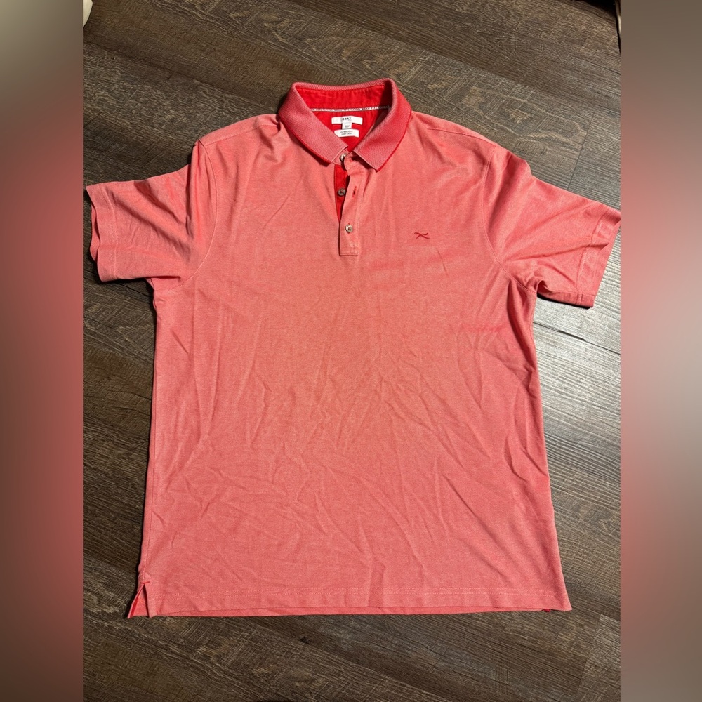 XL Brax Feel Good Ultra Light Easy Care Red and White Casual Shirt Sleeve Polo